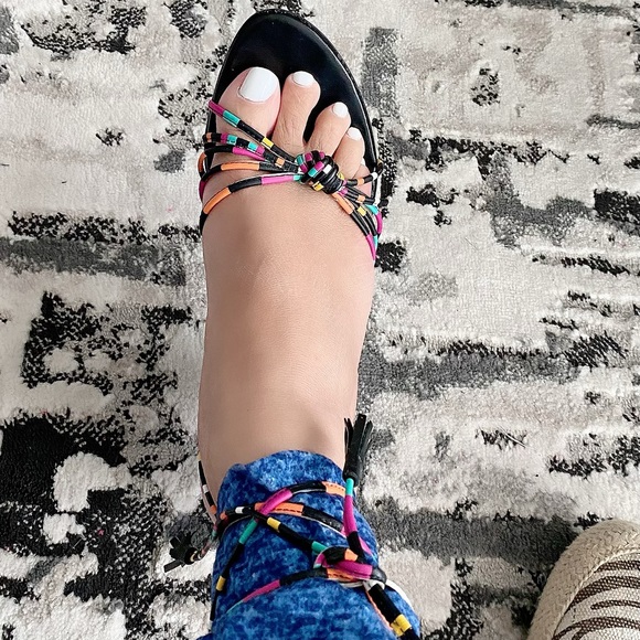 Colin Stuart Ankle strap tie up heels leather upper, 4" heel. - Picture 10 of 10